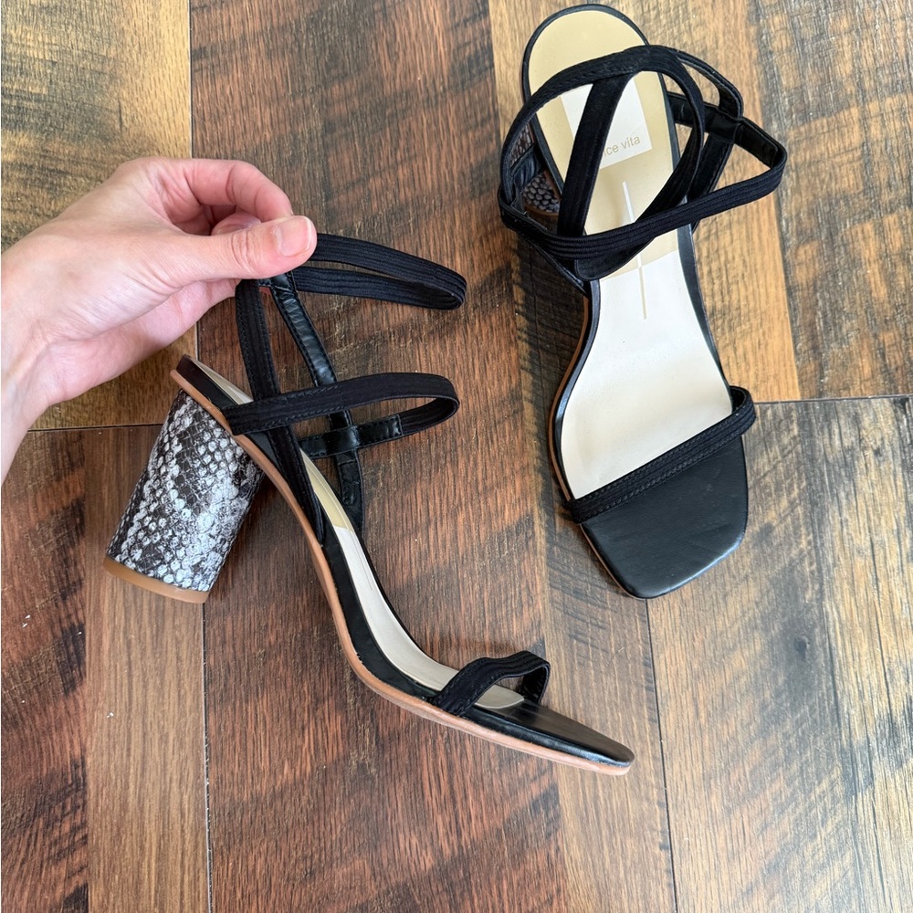 Dolce Vita Black and Gray Heels with Sculptural Design